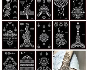 Henna-Schablonen zum Aufkleben. x2. Einfach zu verwendende Henna-Schablonen, können auch mit Körperfarben usw. verwendet werden!