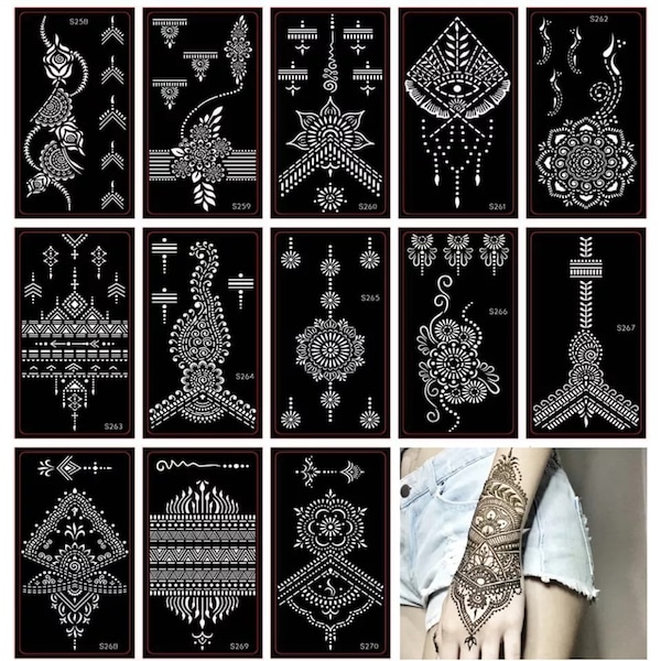 Stick on Henna Stencils. x2. Easy to use henna stencils, can also be used with body paints etc!