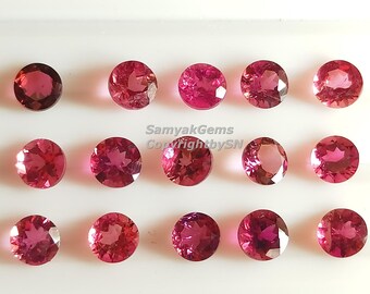 AAA Natural Pink Tourmaline 4mm Round Faceted Loose Gemstone Lot | Calibrated Pink Rubellite Parcel | Jewelry Making Supplies Jewellery Gems
