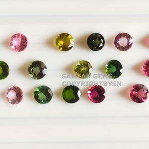 AAA Quality 4mm Multi Tourmaline Brilliant Cut Round Gemstone , Loose Calibrated Tourmaline Faceted Stones Lot ,4mm Tourmaline Cut 10-50Pcs