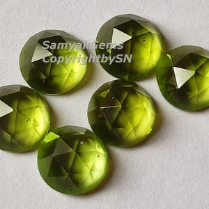 AAA+ 5mm Peridot Rose Cut Cabochon - Flat Back Peridot Natural Gemstone - Faceted Round Peridot Stones - 5mm Peridot Rose Cut Stones Lot