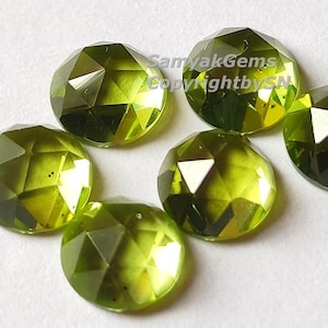 AAA+ Peridot Rose Cut Cabochons 6mm - Loose Peridot Cut Stones - Faceted Peridot 6mm Cabs - Wholesale Peridot Round Cabs - Rose Cut Peridot