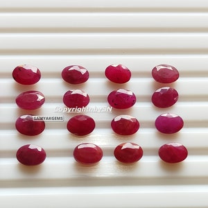 AAA Natural Ruby 7x5mm Calibrated Oval Faceted Gemstone Lot | Genuine Red Ruby Cut Stones Parcel | Jewelry Making Supplies Wholesale