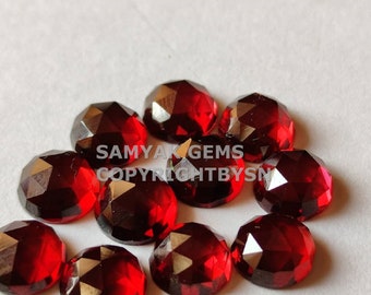 AAA+ Garnet Rose Cut 4mm Round Cabochon: Flat Back Garnet, Smooth Gemstones