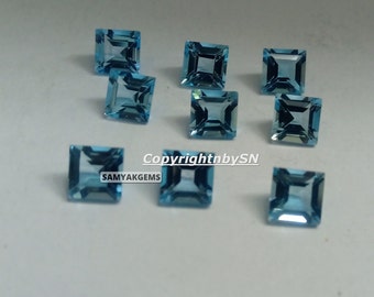 AAA+ 3mm Blue Topaz Square Faceted Loose Gemstones - Princess Cut Blue Topaz Stones For Jewelry Making At Wholesale Price