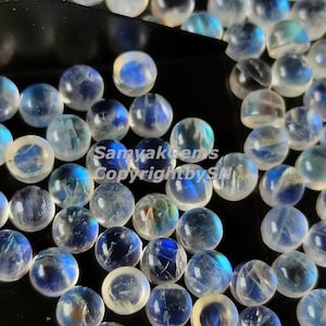 AAA Blue Fire Moonstone 4mm -6mm Cabochon - Loose Flashy Rainbow Moonstone Cabs - Wholesale Moonstone Lot - 5mm Moonstone Smooth Stones Lot