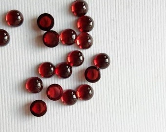 2MM -3MM Natural Red Garnet Smooth Gemstone Flat Back Round Cabochons - Wholesale Garnet Cut Stones For Jewelry Making