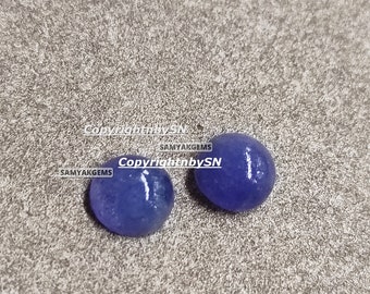 Pierre tanzanite ronde à dos plat de 7 mm de qualité AA, boîtiers tanzanite lisses calibrés en vrac, cabochon tanzanite 7 mm, pierre tanzanite à fond plat