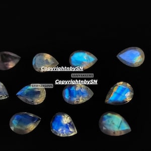 AAA Blue Moonstone 6X9mm Pear Shape Gemstone - Loose Rainbow Moonstone - Faceted Moonstone 6X9mm Pear Stones - Rainbow Moonstone Pear Cut