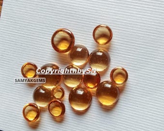 AAA Citrine Gemstone Cabochons: Honey Quartz, 4mm Round (10 Pcs)