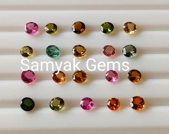 Natural Tourmaline 2mm To 4mm Round Faceted Loose Gemstone , Semi-Precious Cut Stones , AAA Quality Pack Of 10-20Pcs Lot