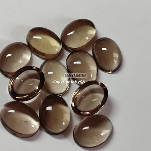AAA Quality Smoky Quartz Oval Cabochon 10x12mm , Loose Calibrated Oval Smoky Cabs, Flatback Smooth Smoky Gemstone,10x12mm Oval Cabochons Lot