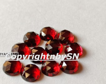 AAA+ Garnet 3mm Rose Cut Cabochon: Flat Back Garnet Smooth, Faceted Gemstones lot