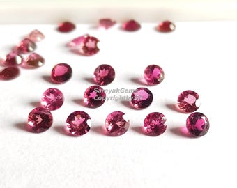Piedra preciosa de turmalina rosa: calidad AAA, piedras redondas de corte facetado de 2 mm