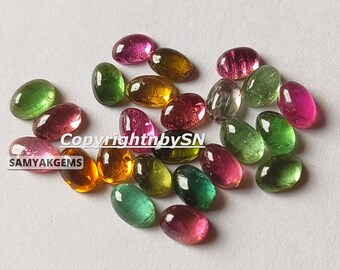 Naturalny wieloturmalinowy owalny kaboszon 6 x 4 mm: AAA turmalinowy owalny płaski kamień szlachetny, 5-30 szt.