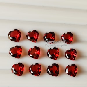 4mm Red Garnet Heart Shape Faceted Loose Gemstone - Wholesale Garnet Cut Stones - AAA Quality Garnet Gems For Jewelry - Garnet For Rings
