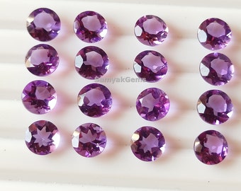 100% Genuine Amethyst 6mm Gemstone - AAA Quality Loose Gems - Faceted Amethyst Stone - Amethyst Round Cabochon Beads - Calibrated Gems Lot