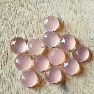 AAA Quality 4mm Pink Chalcedony Rose Cut Gemstones ,Calibrated Flatback Pink Chalcedony Round Cut , Rose Cut 4mm Chalcedony Cabochons Lot