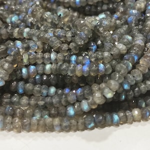 AAA+ Blue Fire Labradorite  3mm -4mm Faceted Rondelle  Beads Wholesale Labradorite Strands Indian Cut Faceted Labradorite Beads 13inch