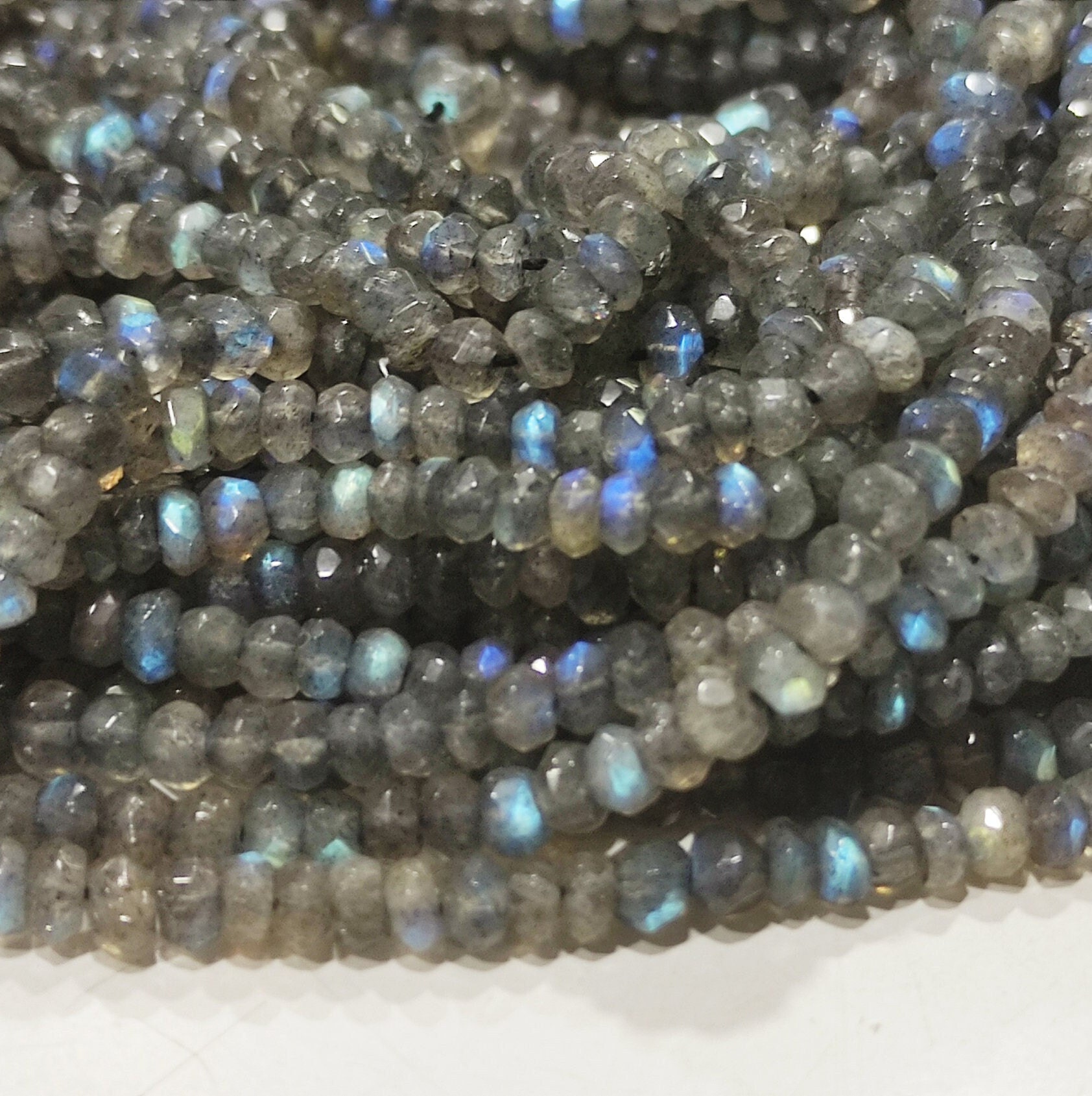 AAA+ Perle Micro Sfaccettate Di Labradorite Naturale Blu Fuoco 3 - Foto 6