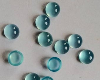 AAA Quality Blue Chalcedony 10mm Round Flat Back Cabochon: Loose Chalcedony Blue Gemstone Flat Back Lot