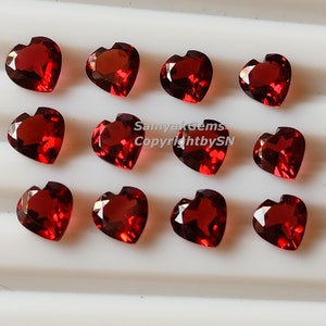 3mm - 6mm  Red Garnet Faceted Heart Cut Gemstone - Loose Garnet Heart Shape Loose Gems - Wholesale Garnet Heart Shape Faceted Gemstone Lot