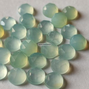 Aqua Chalcedony 8mm Rose Cut Cabochons: Faceted Gemstones image 10