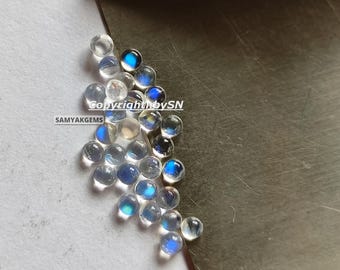 3mm 2mm Round Moonstone Cabochon Lot, AAA Quality Natural Blue Fire Moonstone Flat Back Cabs, Wholesale Loose Melee Smooth Cabochon