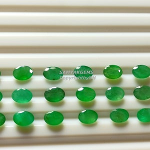 Top Quality Natural Zambian Emerald 7x5mm Oval Gemstone Loose Faceted Emerald Stones 7x5mm Oval Shape Zambian Emerald Wholesale Lot 1-10Pcs