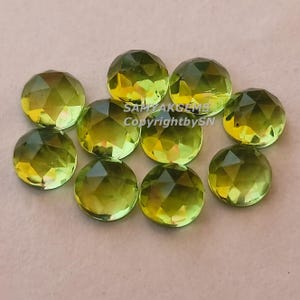 AAA+ Peridot Rose Cut 4mm - 6mm Cabochons - Wholesale Faceted Peridot Cabs - Loose Peridot Rose Cut Stones - Round Peridot Flat Back Stone