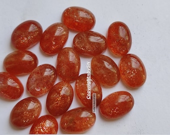 AAA Quality Nataural Oval Sunstone Gemstone Cabochon , 8X10 MM Sunstone Cabs ,Loose Sunstone Oval Semi Precious Gemstone Lot -5Pcs