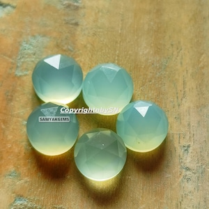 Natural Aqua Chalcedony 8mm Rose Cut - Flat Back Chalcedony Gemstones - 8mm Round Chalcedony Faceted Cabochon - AAA Quality Chalcedony Lot