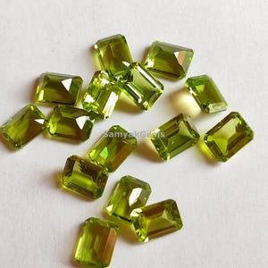 Top Quality 6x4mm Peridot Octagon Cut Stones - Loose Emerald Cut Green Peridot Gemstone - 6x4mm Octagons Peridot AAA Gemstones Lot - 5-50Pcs