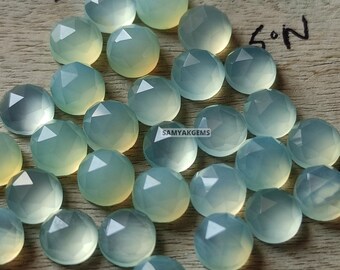 Cabochon di calcedonio acquamarina AAA+: pietre taglio rosa da 6 mm