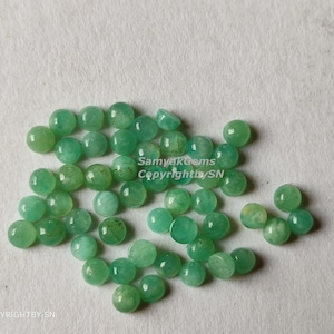 Natural Chrysoprase 3mm Round Flat Back Gemstones Loose Green Chrysoprase Cabochon Wholesale Lot 3mm Chrysoprase Smooth Gemstone Lot