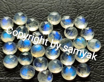 7mm Moonstone Rose Cut Cabochons , Round Shape Moonstone Cut Stones - AAA Quality Labradorite Gemstones Lot - 2-10Pcs Lot