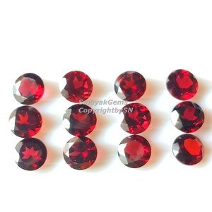 Granato rotondo di alta qualità da 4 mm a 6 mm, pietra preziosa sfaccettata sciolta, 4 mm, granato del Mozambico rotondo, pietre tagliate, lotto per gioielli all&#39;ingrosso, granato da 5 mm