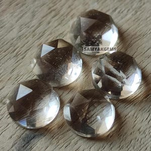AAA+ Rose Cut Crystal Quartz 12mm Cabochon - Flat Back Crystal Cabochon - Faceted Crystal Quartz Cabs 12mm - Round Rose Cut 12mm Cabochon