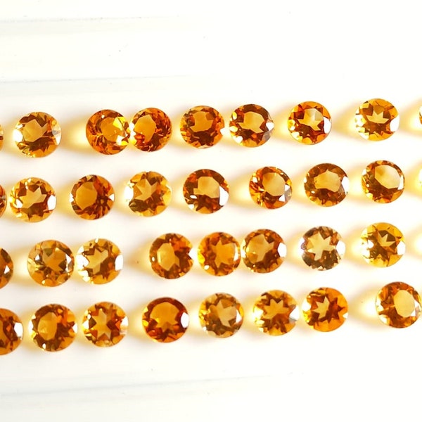 AAA+ Quality Citrine Faceted Round Shape Gemstone Lot - 2MM-3MM Round Cut Stones - Wholesale Citrine Cabochon