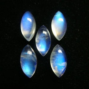 Blue Fire Rainbow Moonstone 5X10mm Marquise Cabochon - Loose Moonstone Flat Back Cabs - Wholesale 5X10mm Marquise Stones - Moonstone Stones