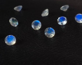 AAA+ Faceted 4mm -5mm Blue Fire Rainbow Moonstone - Round Shape 4mm Moonstone Cut Loose Gemstones - Wholesale White Rainbow Moonstone Lot