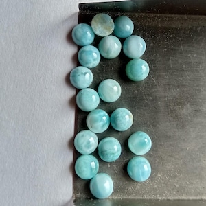 6mm Larimar Round Cabochon Flat Back Larimar Gemstones Loose Natural Larimar Cabs 6mm Round Shape Gemstone For Jewelry