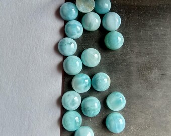 Cabujones de larimar redondos de 6 mm: piedras preciosas sueltas con base plana