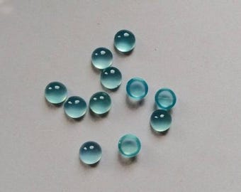 AAA品質ブルーカルセドニー4mmカボション - フラットバックカルセドニー宝石 - ラウンドフラットバックアクアカルセドニーカボション - 卸売カルセドニーロット