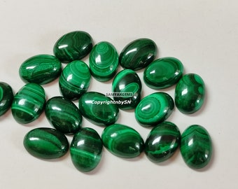 AAA Natural Malachite Cabochons: 7x5mm Oval Gemstone Lot