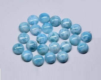 AAA larimar natuurlijke ronde cabochon van 8 mm: losse larimar-edelstenen met platte achterkant