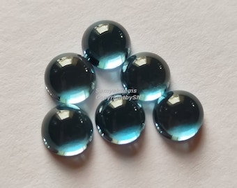 AAA London Blue Topaz Gemstone Lot – Round Faceted Cabochons, 3-4mm