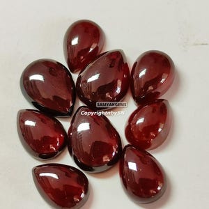 AAA Garnet Cabochon Pear 7x10mm Flat Back Gemstones Loose Garnet Smooth Pear Gems Red Garnet Flat Back Stones For Jewelry Wholesale Garnet