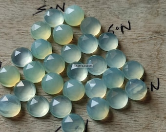 Cabochon taglio rosa di calcedonio acquamarina: lotto di pietre preziose rotonde da 12 mm