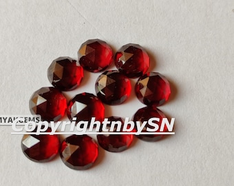 Natural Garnet Round Rose Cut Cabochon , 5mm Garnet Faceted Gemstone ,Pack Of 10Pcs , Loose Faceted Gemstones Lot